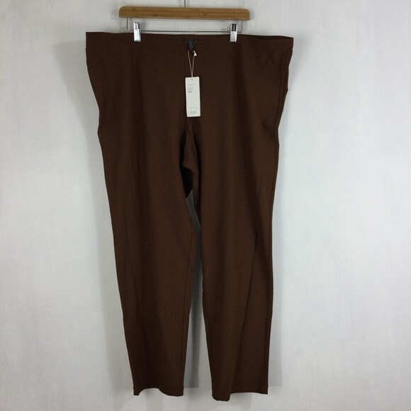 Eileen Fisher Womens Viscose Blend Pull On Straight Leg Pants Brown Plus 3X NWT - Picture 7 of 7